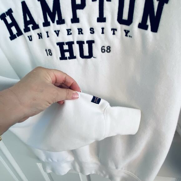 Vintage Hampton University Jansport Sweatshirt Mens Small White Pullover Shirt - Picture 3 of 6